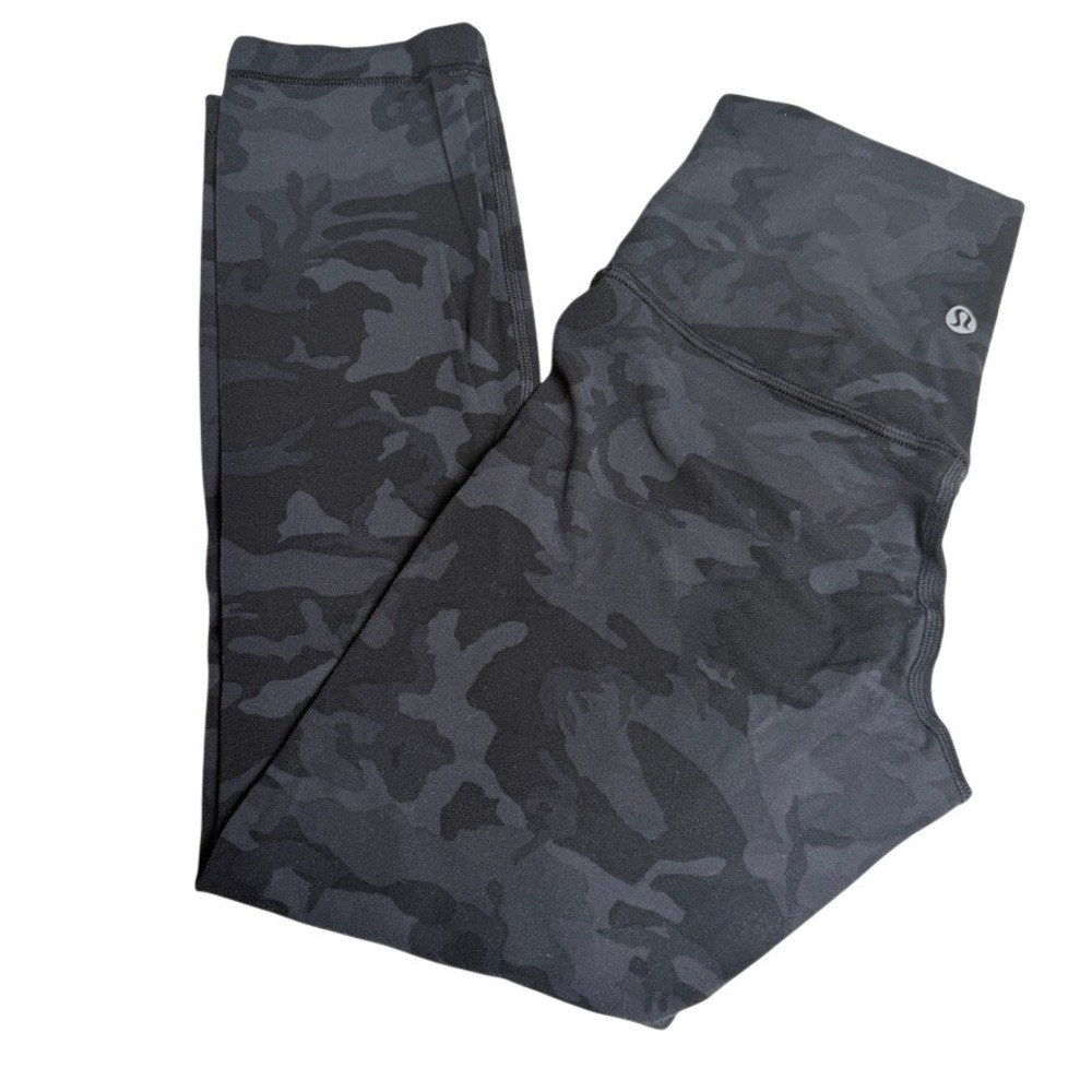 Lululemon Womens‎ Align High Rise Crop 21 4 Black Camo Heritage 365 Deep Coal